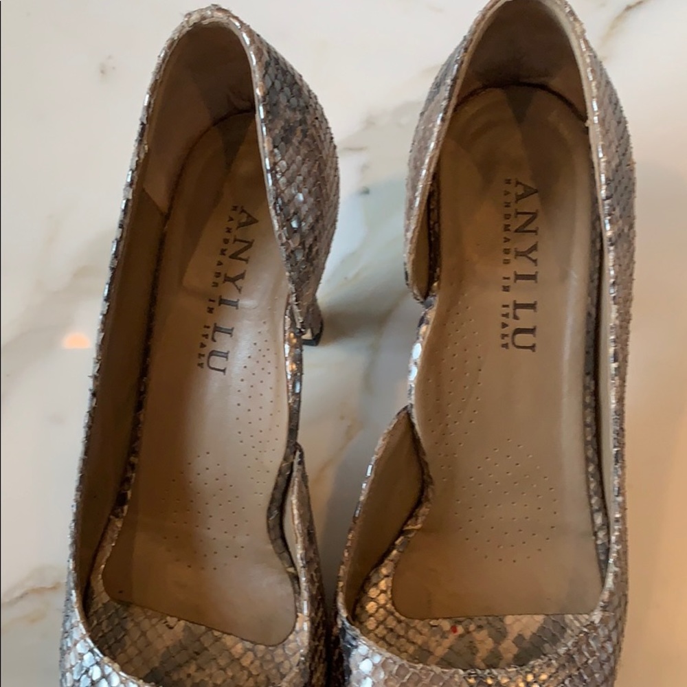 Anyi Lu Silver Python Peep Toe - image 8